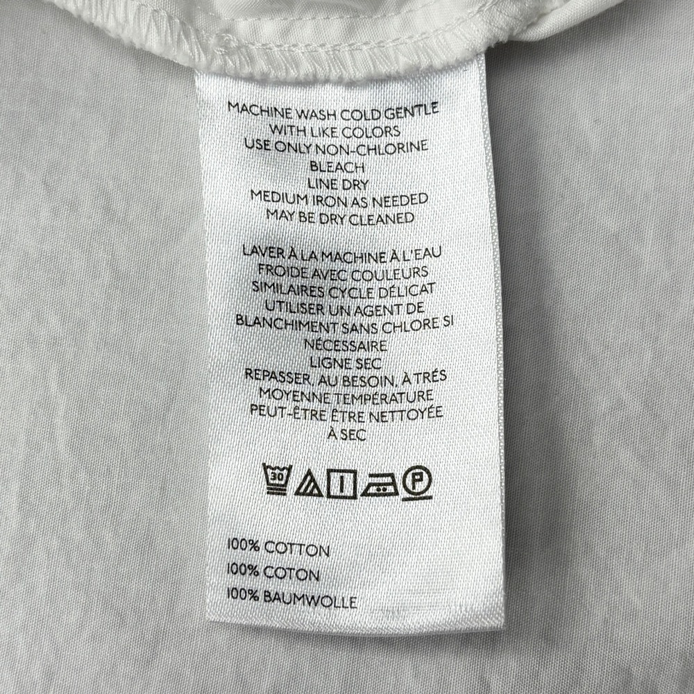 Anthropologie Shirt Womens XL White Cotton Poplin Short Sleeve Trapeze Swing Top - Picture 6 of 7